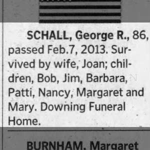 Obituary for George R. SCHALL